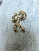 Vintage Christian Dior Large Gold Plated Bow Brooch with CD Box