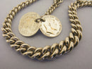 Antique Solid Sterling Silver Albert Pocket Watch Chain t-Bar & 3 Coin Fobs Bir 1910