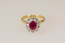 Superb 18ct Gold Ruby & Diamond Cluster Ring – 0.75ct Ruby & 0.40ct Diamonds