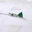 Handmade 18ct White Gold Fine Tsavorite & Diamond Pendant