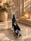 Murano Black and Clear Art Glass Large Goat Figurine