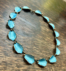 Modern Mid Century Hans Myhre Sterling Silver Gilt Sea Spray Blue Enamel Necklace