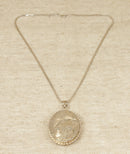 Vintage Large Silver Oval Locket & Chain