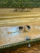 Hallmarked 18ct Gold Burmese Sapphire & Diamond Halo Earrings