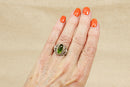 Silver & Green Crystal Ring