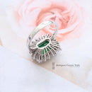 18ct White Gold Emerald & Diamond Cluster Ring