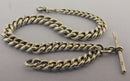 Heavy Antique Solid Sterling Silver Albert Pocket Watch Chain & T-Bar Bir 1906
