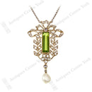 Edwardian Peridot Diamond & Pearl Necklace in Original Fitted Box
