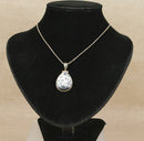 Charming Vintage Sterling Silver & Moss Agate Pendant Necklace