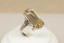 Art Deco Silver & Lemon Citrine Ring