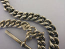 Heavy Antique Solid Sterling Silver Albert Pocket Watch Chain t-Bar & Fob Bir 1918