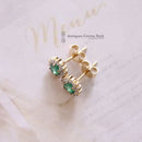 9ct Emerald & Diamond Cluster Earrings