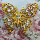 Gold-Tone & Faux Diamond Butterfly Brooch