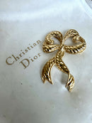 Vintage Christian Dior Large Gold Plated Bow Brooch with CD Box