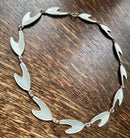 Modern Mid Century Danish KA Rasmussen Sterling Silver Gilt Snowdrop White Enamel Necklace