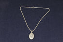 Elegant Sterling Silver Oval Locket & 16½-Inch Silver Rope Chain