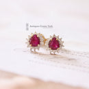 9ct Ruby & Diamond Cluster Earrings
