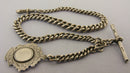 Victorian Solid Sterling Silver Albert Pocket Watch Chain t-Bar & Fob Bir 1896