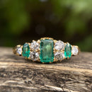 Art Deco 18ct Emerald and Old Cut Diamond Ring, 1946