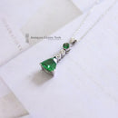 Handmade 18ct White Gold Fine Tsavorite & Diamond Pendant