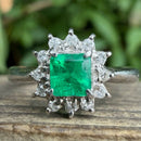 Vintage Emerald (0.34ct) Diamond (0.10ct) Cluster Ring