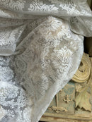 Sara - A Laura Ashley period design white cotton Curtain Panelling 60”wide per metre