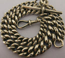 Very Heavy Antique Solid Sterling Silver Albert Pocket Watch Chain & T-Bar Bir 1893