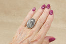Finely Made Sterling Silver Grey Banded Agate Statement Ring