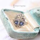 Victorian Style Gold Sapphire & Diamond Twin Hearts Ring
