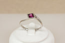 Elegant Sterling Silver Rhodolite Garnet Twist Ring