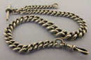 Heavy Antique Solid Sterling Silver Albert Pocket Watch Chain & T-Bar Bir 1901