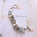 Silver Pearl, Blue Topaz, Aquamarine & Quartz Bracelet