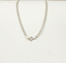 Silver Italian Green & Blue Cross Pendant & Chain