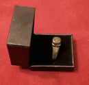 A Roman Large Bronze Ring With Blue Glass Bezel Inscribed V1.