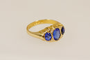 Edwardian 18ct Gold Blue Paste & Topaz Trilogy Ring Chester Hallmark