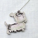 Christmas White Enamel Westie Dog Brooch
