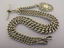 Antique Solid Silver Double Albert Watch or Neck Chain & Fob 23 inch Long Bir 1901