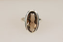 Vintage Sterling Silver & Smoky Citrine Statement Ring – Stamped SILVER