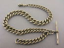 Heavy Antique Solid Sterling Silver Albert Pocket Watch Chain & T-Bar Bir 1906