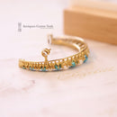 Vintage 9ct Turquoise & Cultured Pearl Crescent Brooch