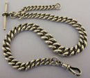 Heavy Antique Solid Sterling Silver Albert Pocket Watch Chain & T-Bar Bir 1901