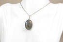 Stylish Sterling Silver & Labradorite Pendant with an18-Inch Prince of Wales’ Silver Chain