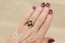 Beautiful Sterling Silver Gilt Sapphire & Crystal Statement Ring