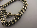 Heavy Antique Solid Sterling Silver Albert Pocket Watch Chain t-Bar & Fob Bir 1918