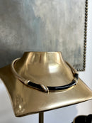 Vintage Christian Dior Black Enamel/Rhinestone Gold Plated Necklace with CD Jewellery Pouch