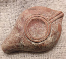 A Roman Redware Terracotta Oil Lamp With Lion Decoration.