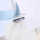 18ct White Gold Sapphire & Diamond 3 Row Half Eternity Ring