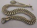 Antique Solid Silver Double Albert Watch or Neck Chain & Fob 23 inch Long Bir 1902