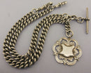 Heavy Antique Solid Silver Double Albert Watch Chain & Fob 16½ inch 1916