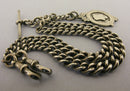 Heavy Antique Solid Silver Double Albert Pocket Watch Chain & Fob Bir 1922
